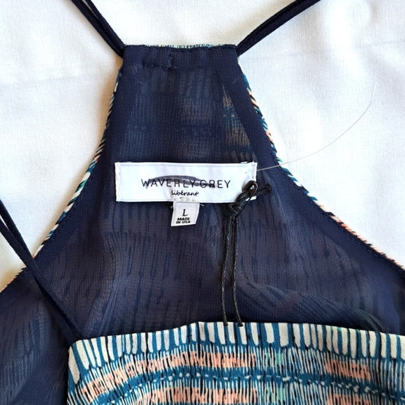 Nwot 100% Silk Top Waverly Grey Layered Racerback Split Back Hi Lo Tank Large - Picture 7 of 9